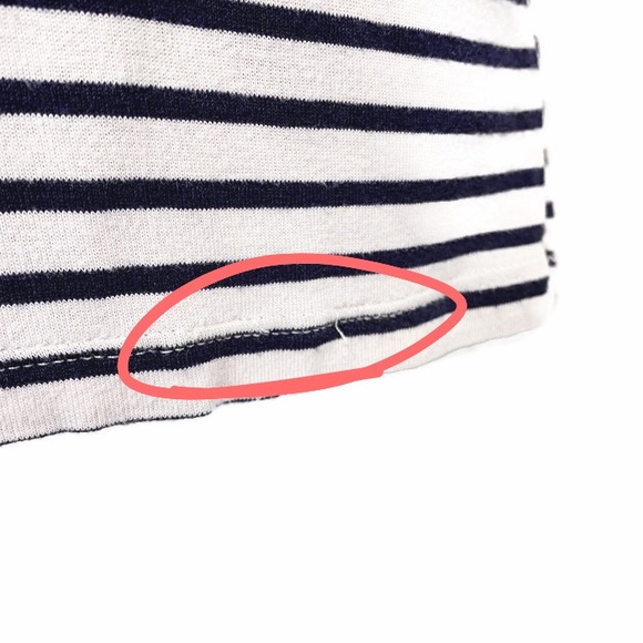 John Galt B&W Striped Tee w/ Red Trim Detail Sz OS - Picture 5 of 7